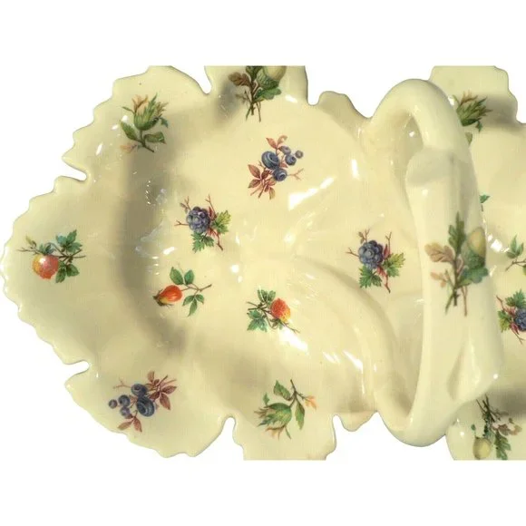 Porcelain candy nut dish Mabel 1976 handle double divisions bottom signed - Picture 4 of 11